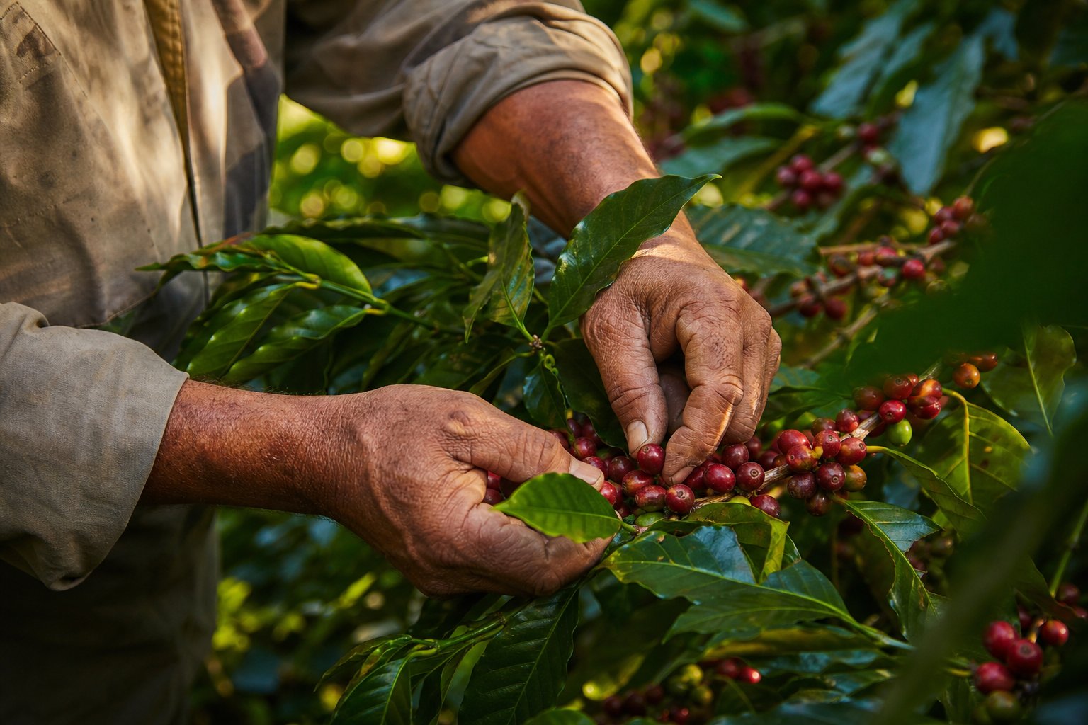 Coffee cherry harvest
